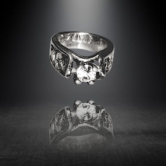 .Milor ~ Tiny Sterling Silver Ring Charm Pendant with CZ - Picture 2 of 6